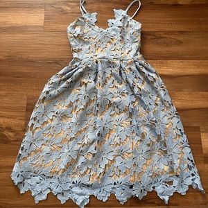 Blue floral lace dress